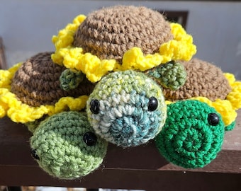 Sunflower Turtle Crochet Plush