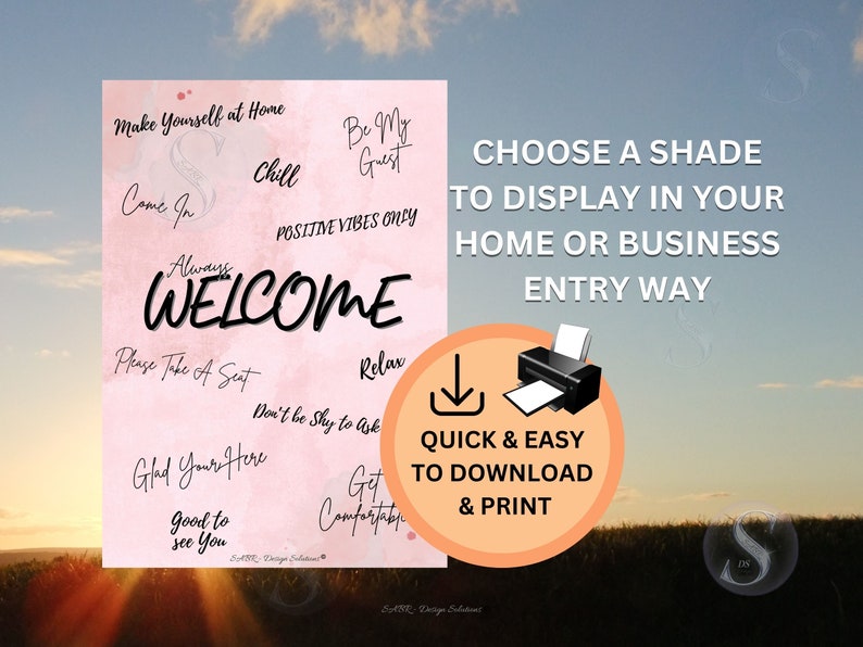 WELCOME Poster, Positive Welcoming Words Phrases, Home & Office ...