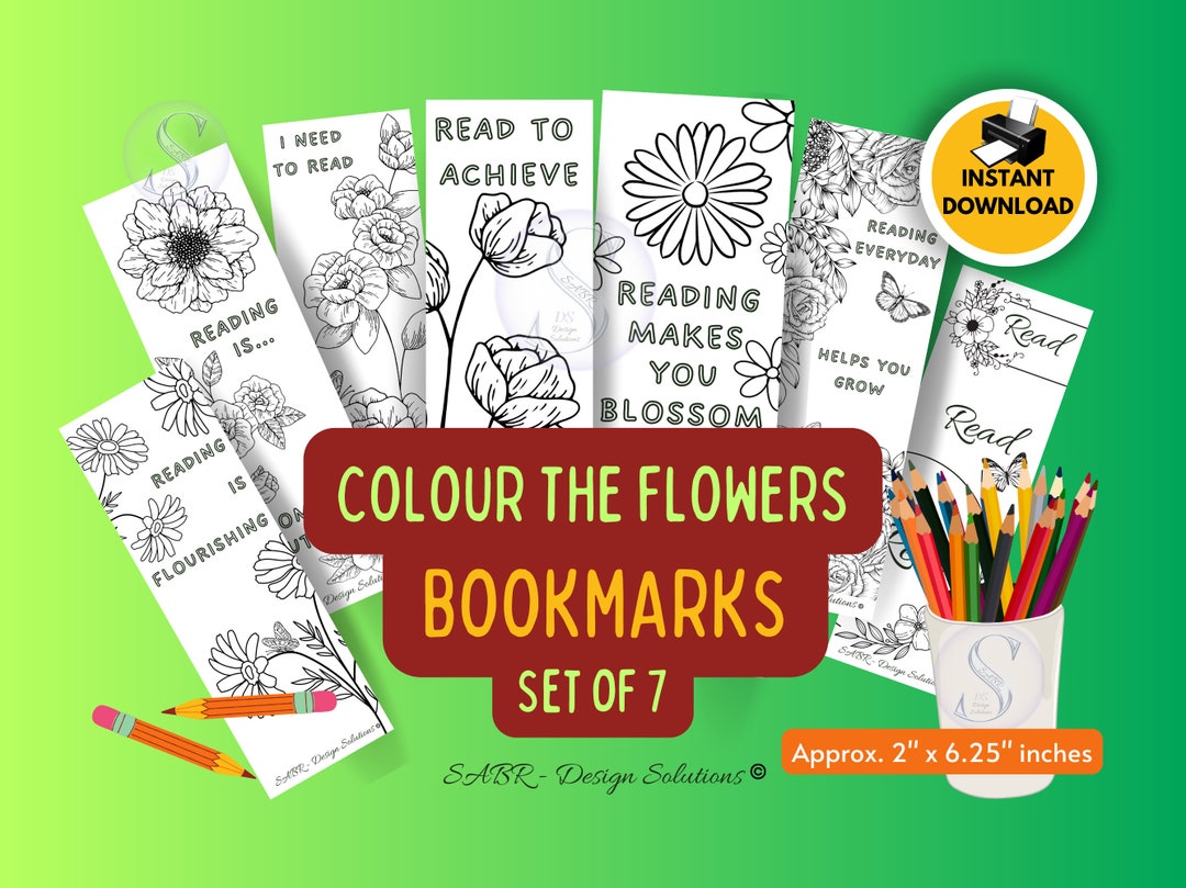 Flower Bookmarks Set – Coloring Activity for Kids (digital Download) - Etsy