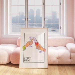 Carpe Diem Kunstdruck | Barwagen Wanddeko | Cheers druckbare Wandkunst | Barwagen Zubehör | Barwagen Kunst | Trendy | Digitaler Download