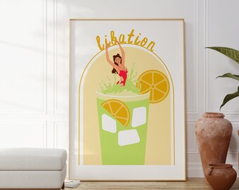 Plengoffer Cocktail Splash Art Prints | Barwagendecor | Cocktail kunstposter | Bar autoafdrukken | Leuke kunst | Cocktail kunst aan de muur | Digitaal downloaden