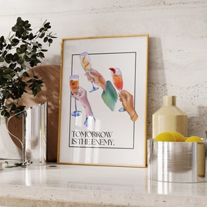 L’ennemi de demain Art Print | Décor mural de chariot de bar | À votre santé Art mural imprimable | Accessoires pour chariots de bar | Art du chariot de bar | Téléchargement numérique