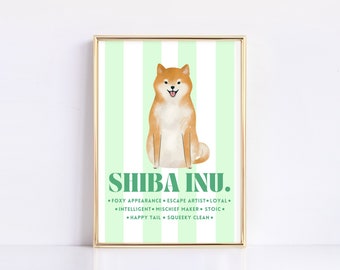 Shiba Inu Art Print | Shiba Inu Decor | Dog Lover Gift | Trendy Wall Decor | Dog Portrait | Dog Print | Digital Download