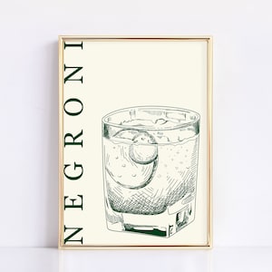 Minimalist Negroni Print | Bar Cart Wall Decor | Neutral Cocktail Printable | Bar Accessories | Minimalist Wall Art | Digital Download