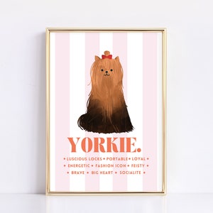 Yorkie Printable Wall Art | Yorkie Decor | Dog Lover Gift | Pink Art Print | Trendy Wall Decor | Dog Portrait | Dog Print | Digital Download