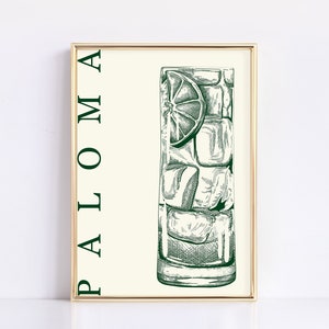 Minimalist Paloma Print | Bar Cart Wall Decor | Neutral Cocktail Printable | Bar Accessories | Minimalist Wall Art | Digital Download
