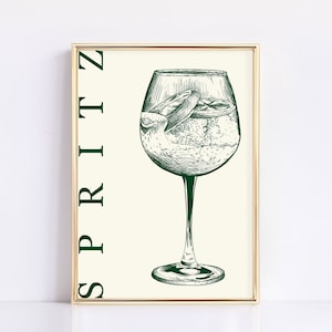Minimalist Aperol Spritz Print | Bar Cart Wall Decor | Neutral Cocktail Printable | Bar Accessories | Minimalist Wall Art | Digital Download