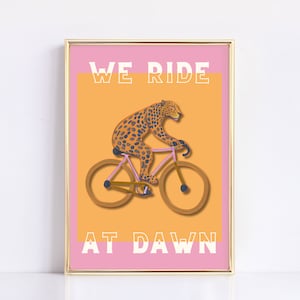 We Ride at Dawn Cheetah Art Print | Cheeky Wall Prints | Home Decor | Funny Prints | Cheetah Art | Pink | Orange | Digital Download