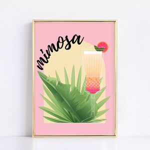 Mimosa Pink Print | Bar Cart Decor | Trendy Home Decor | Printable Wall Art | Bar Cart Accessories | Cocktail Art | Digital Download