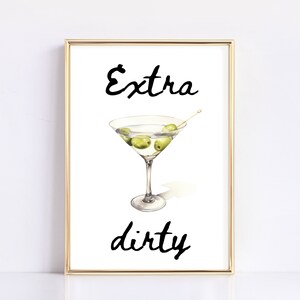 Dirty Martini Art Print | Bar Cart Decor | Cocktail Art Poster | Bar Car Prints | Trendy Wall Decor | Cocktail Wall Art | Digital Download