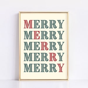 Frohe Weihnachten Poster | Spaß Weihnachtsdekor | Trendy Weihnachtsdruck | Rot & Grün | Weihnachten Wandkunst | Urlaub Dekor | Digitaldruck