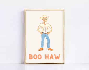 Skeleton Cowboy Boo Haw | Trendy Halloween Decor | Skeleton Print | Western | Halloween Art | Trendy Home Decor | Printable Wall art