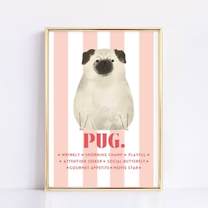 Pug Printable Wall Art | Pug Decor | Dog Lover Gift | Trendy Wall Decor | Dog Portrait | Dog Print | Digital Download