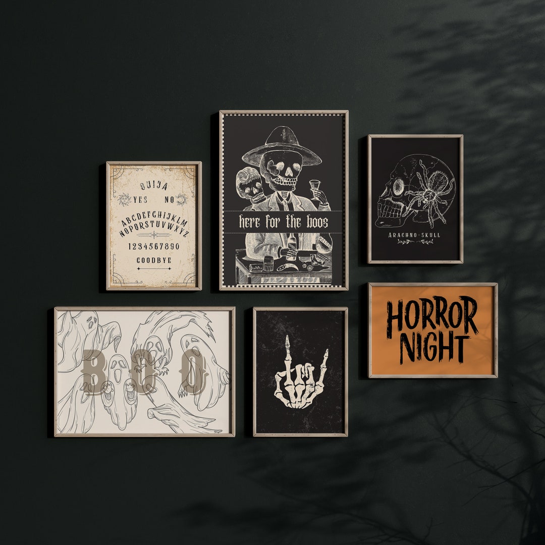Trendy Halloween Decor | Set of 6 Halloween Prints | Halloween Art ...