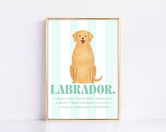 Labrador Art Print | Labrador Retriever Decor | Dog Lover Gift | Trendy Wall Art | Dog Print | Dog Poster | Yellow Lab | Digital Download