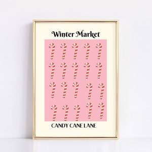 Candy Cane Lane | Pink Christmas Decor | Trendy Christmas print | Christmas wall art | Holiday decor | digital print