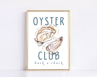 Oyster Club Print / Kitchen Wall Art / Food Art Prints / Oyster Social / Mariscos / Restaurant Art Print / Impresiones de moda / Descarga digital