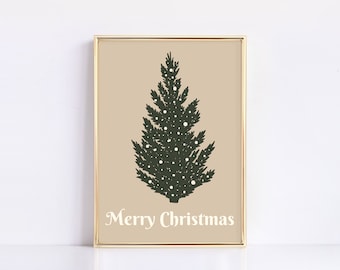 Neutral Merry Christmas Print | Christmas Decor | Christmas Print | Christmas Tree | Christmas Wall Art | Holiday Decor | Digital Print