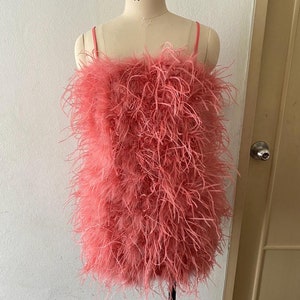 Salmon Feather Mini Dress: Strapless Wedding Guest Dress