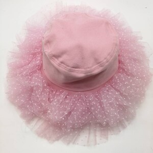 Handmade Peach Bucket Hat: Polka Dot Trim, Women&#39;s Headwear