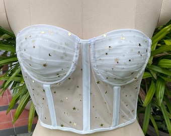 White Star Tulle Corset Top: Celestial Bridal Separates