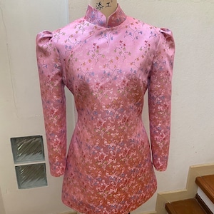 Pink Floral Cheongsam Mini Dress: Vintage Chinese Qipao, Plus Size