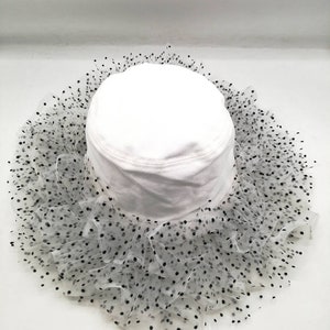 Handmade Peach Fabric Bucket Hat: Polka Dot Trim, Women&#39;s Headwear