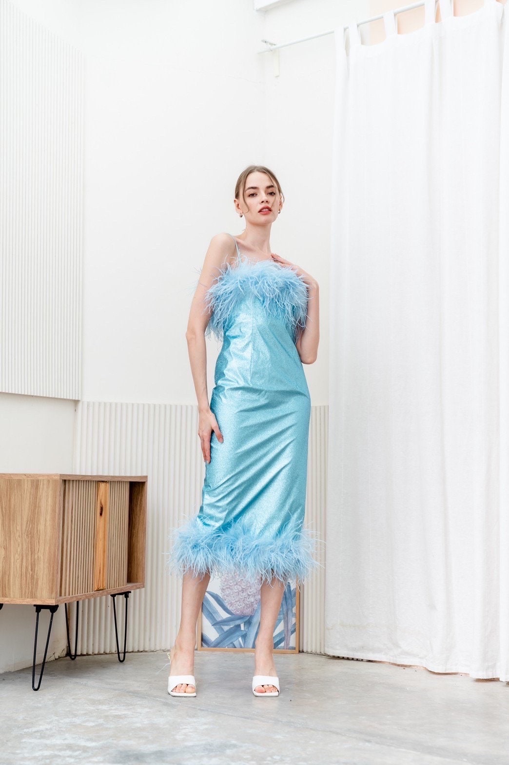 Midi Dress Ostrich Feather - Etsy