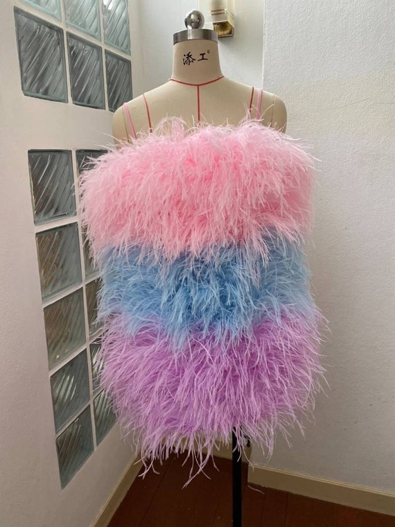 ostrich feather mini dress 1920s Marabou and Ostrich Feather Mini Dress  Annie's Ibiza Online
