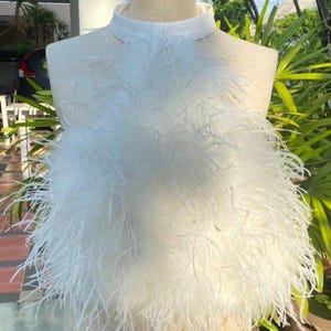 White Feathers Neck Custom Top Wedding Dress Plus Size Bridesmaid Dress Separate Wedding Guest Dress Bridal Top For Wedding Dress