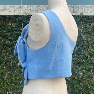 Upcycled Floral FAN x Denim Upcycled Cropped Top