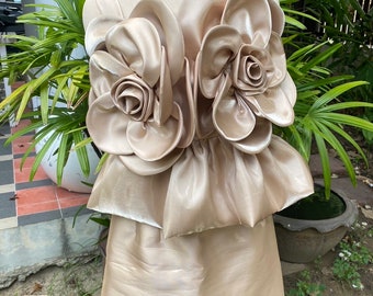 3D Flower Top and Skirt Set,Wedding guest dress plus size