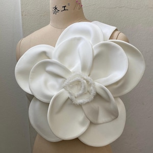 3D White Floral Top: Custom Plus Size Cocktail Dress