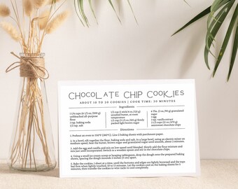 Editable Minimal Recipe Card Template Simple Recipe Card Editable Modern Recipe Card Printable Recipe Card Personalized Recipe Print