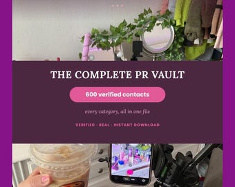 The Complete PR Vault | PR Contact List for Influencers, Digital Download