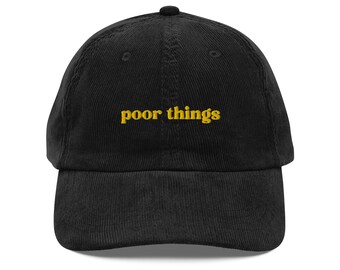 poor things vintage corduroy hat, dad hat, a24, a24 merch, a24 gift, Yorgos Lanthimos, embroidered hat, embroidery, directed by, movie lover
