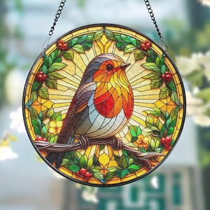 Robin Bird Suncatcher, Bird Suncatcher, Robin Bird Window Hangings, Robin Decoration, Bird Lover Gift Nature Lover Gift, Gift for Mom
