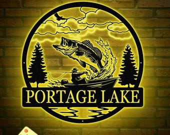 Personalized Metal Fishing Boat Name Sign, Outdoor Cabin Decor, Fisherman Gift, Fishing Gifts for Men, Fishing Lodge Sign, Groomsmen Gift