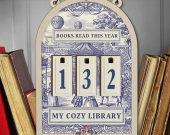 Personalized Cat Books Read Tracker Sign, Custom Library Sign, Reading Counter, Book Lover Gift, Cozy Home Library Decor