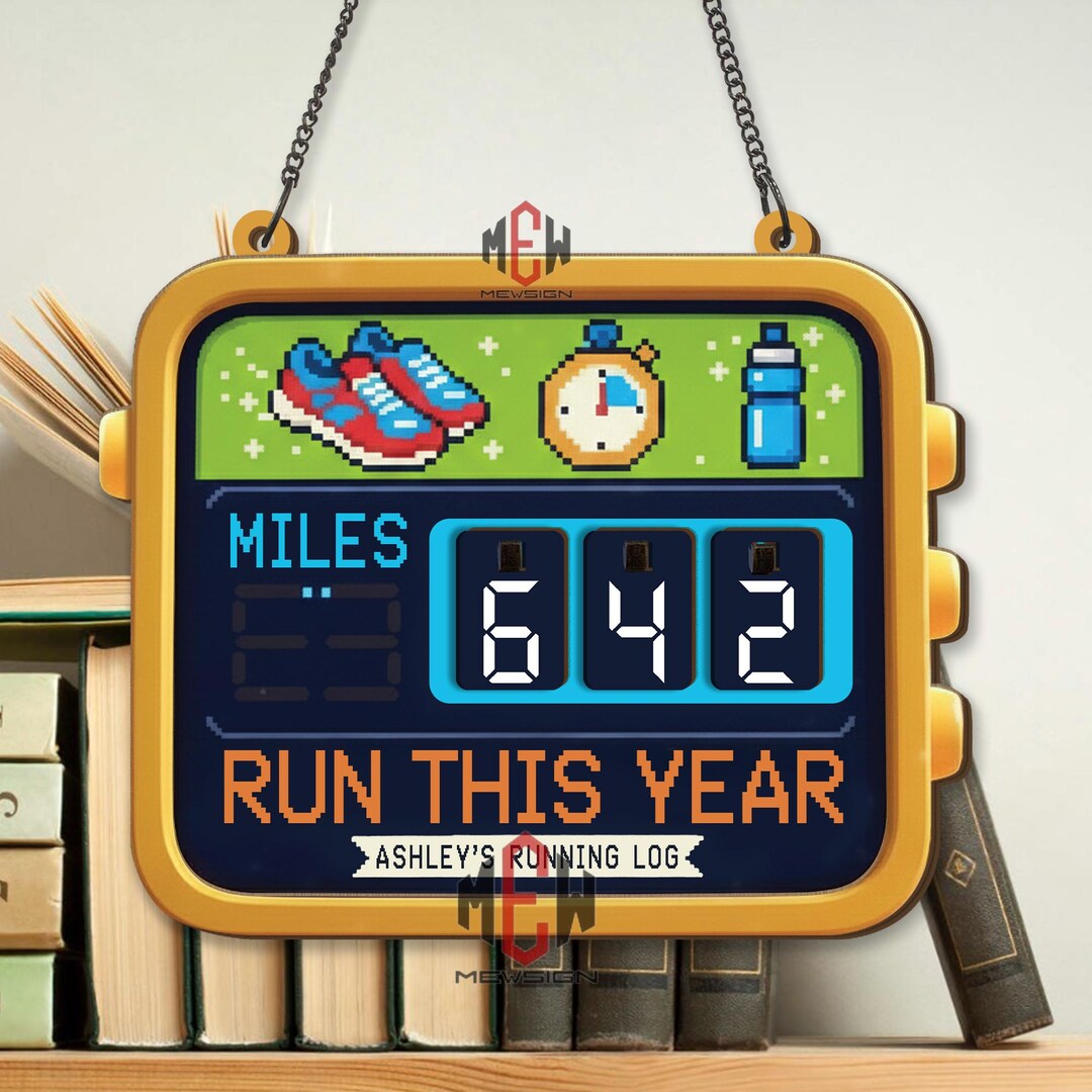 Miles Run This Year Tracker, Retro Pixel Running Counter, Digital ...