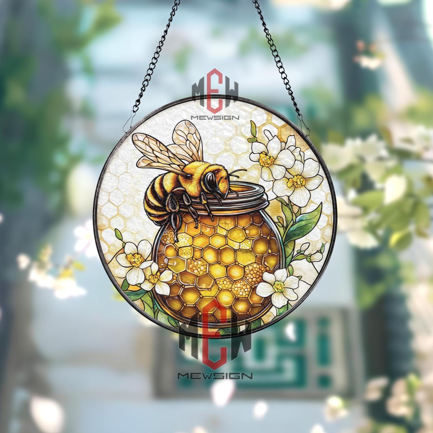 Colgante De Abeja Atrapasol Acrílico – Decoración Colgante Con Patrón De Panal Para Ventanas Y Balcones