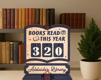 Personalized Books Read Tracker,Books Read This Year Counter,Book Tracker,Bookshelf Decor,Book End,Reader Gift,Book Lover,Gift, Bookish Gift