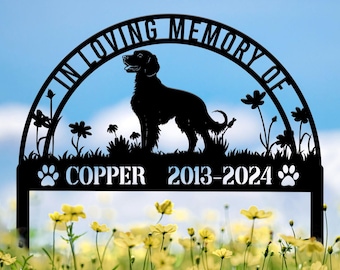 Benutzerdefinierte englische Setter Gedenkmetallpfahl - personalisierte Haustier Grabmarker, Erinnerungsschild, Beileid Geschenk, englische Setterverlust Dekor
