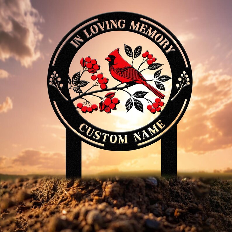 Personalized Memorial Stake Metal, Cardinal Garden Stakes, Cardinals ...