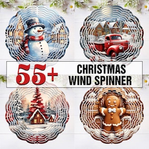55+ Christmas Wind Spinner Sublimation Design, Winter reindeer snowman santa WindSpinner PNG for Sublimation, 10inch Wind spinner Png