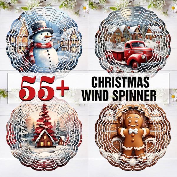 55+ Christmas Wind Spinner Sublimation Design, Winter reindeer snowman santa WindSpinner PNG for Sublimation, 10inch Wind spinner Png