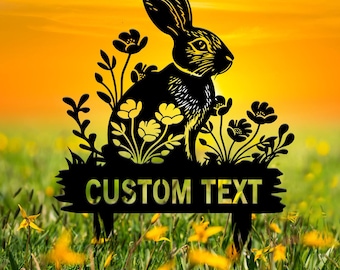 Personalized Bunny Stake Sign, Custom Rabbit Garden Decor, Year of Rabbit Gift, Pet Grave Marker, Outdoor decor, Rabbit Sign With Stake
