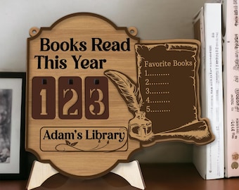 Books Read This Year Tracker - List Book, Books Read This Year Counter, Book Display, TBR, Gift for Readers, Book Lover Gift,Bookshelf Decor