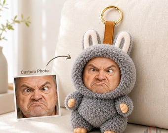 Custom Human Face Plush Keychain, Personalized Photo Doll Keychain, Funny Portrait Doll Gift for Friends, Birthday Valentine Gift Keepsake