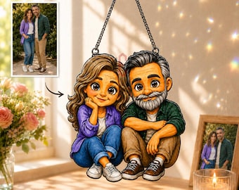 Personalized Anniversary Acrylic Suncatcher, Custom Couple Portrait From Photo, Wedding Gift For Parents, Valentine Couple Gift Keepsake